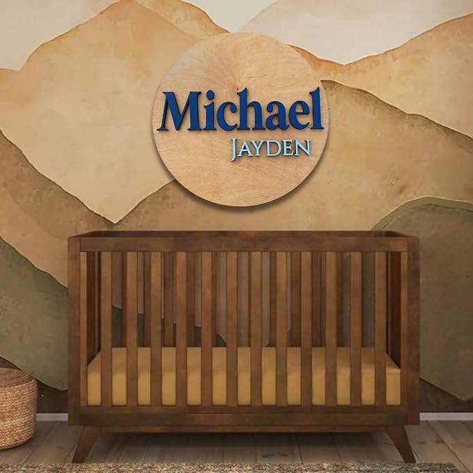 Custom Round Nusery Name Sign, Personalized 3D Baby Name Announcement Sign - Image 3