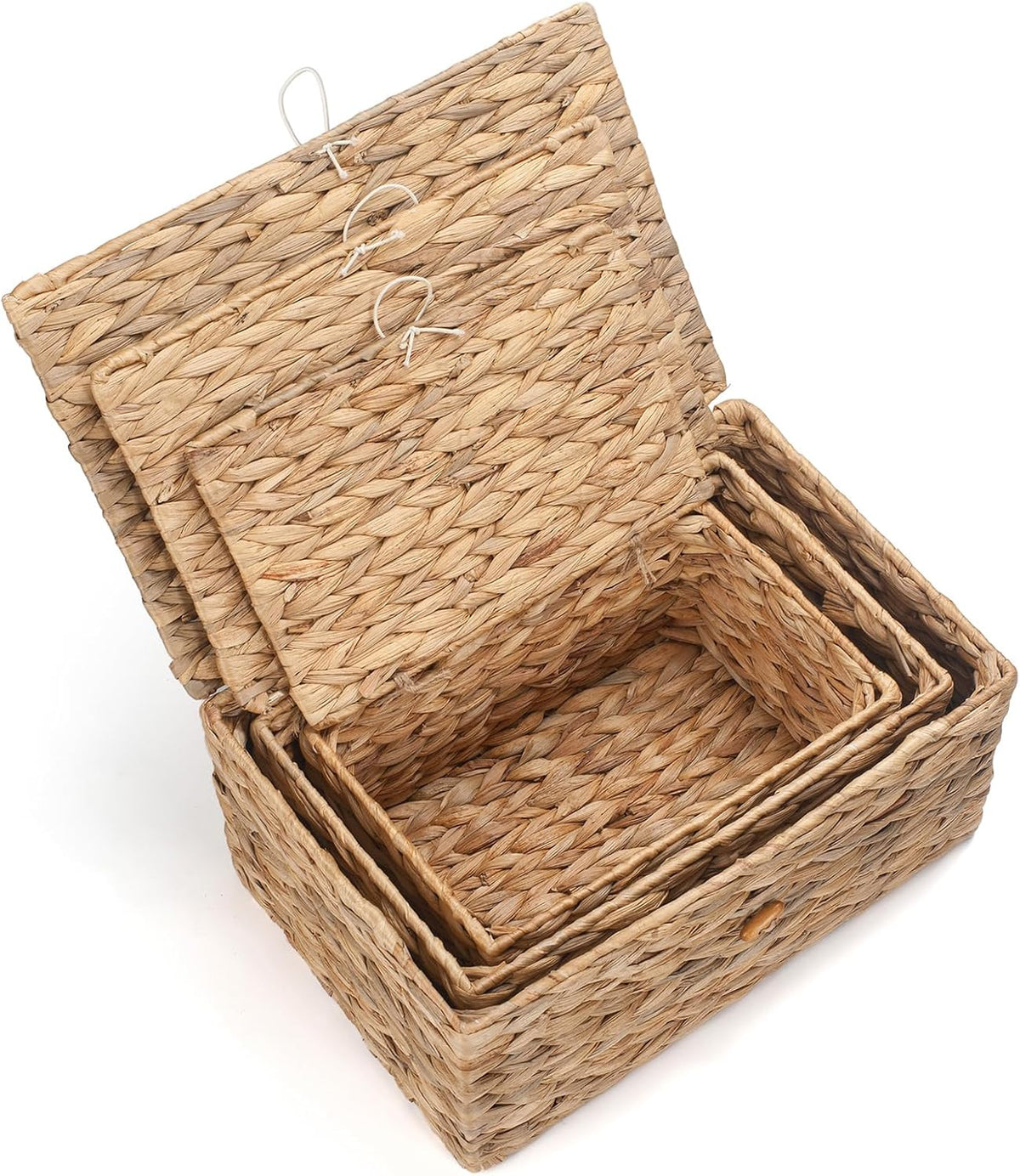 XIMISISE 3 Pack Wicker Storage Basket with Lid, Water Hyacinth Basket