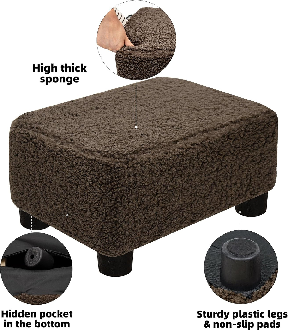 CAROLMADE Small Foot Stool Ottoman Footstool with Legs Under Desk Footrest fo...