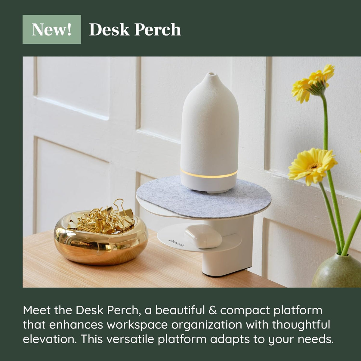 Branch Desk Perch, Elevated Desk Clamp Shelf for Monitors