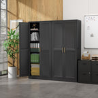 steeloong 71"metal pantry storage cabinet with doors &, side view