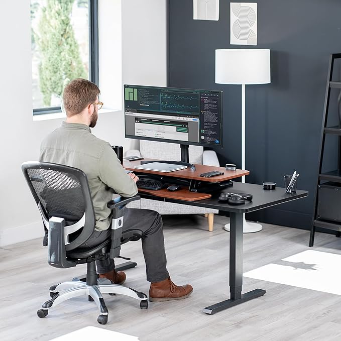 VIVO 42 inch Desk Converter, K Series, Height Adjustable Sit to Stand Riser - Image 8