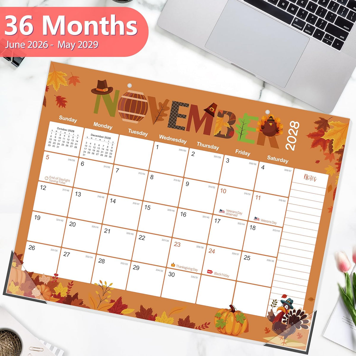 GuassLee Desk Calendar 2026-2029,36 Months 22" x 17" Large Calendar...