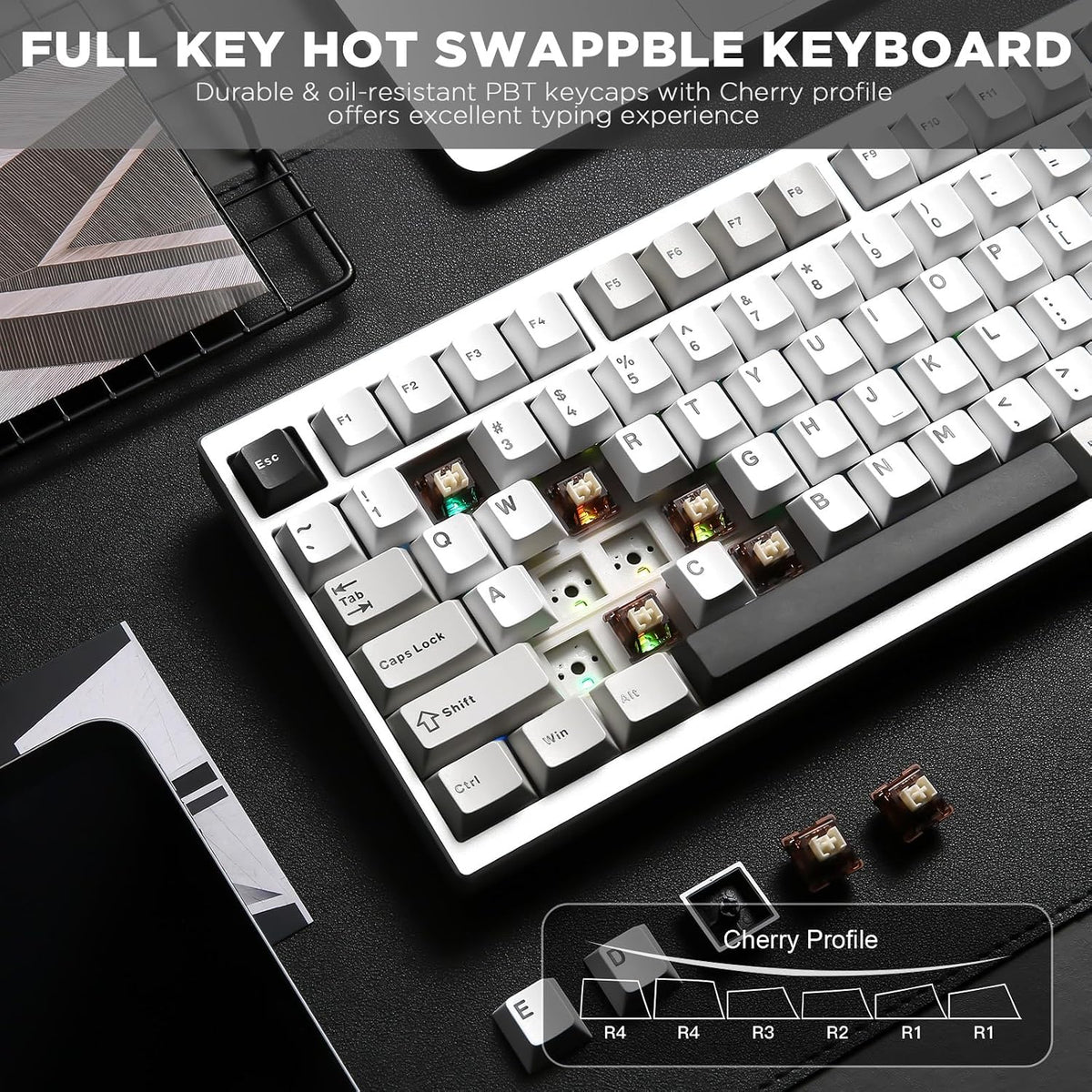 YUNZII AL80 75% Wireless Aluminum Mechanical Keyboard(Silver,Cocoa Cream)