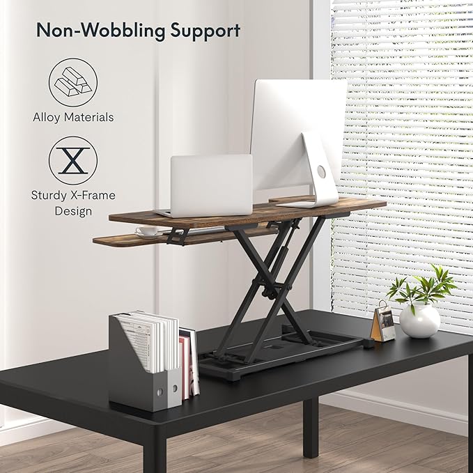 FLXISPOT 40in Standing Desk Converter, Height Adjustable Riser, Manual Lift - Image 6