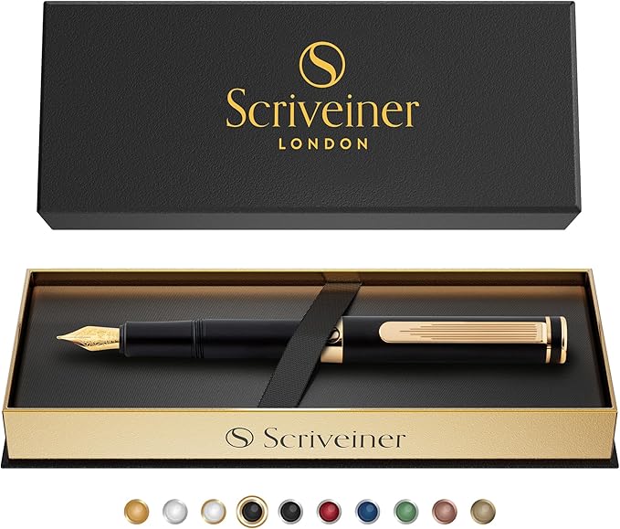 Scriveiner Luxury EDC Fountain Pen, Stunning Black Pocket Pen - Image 9
