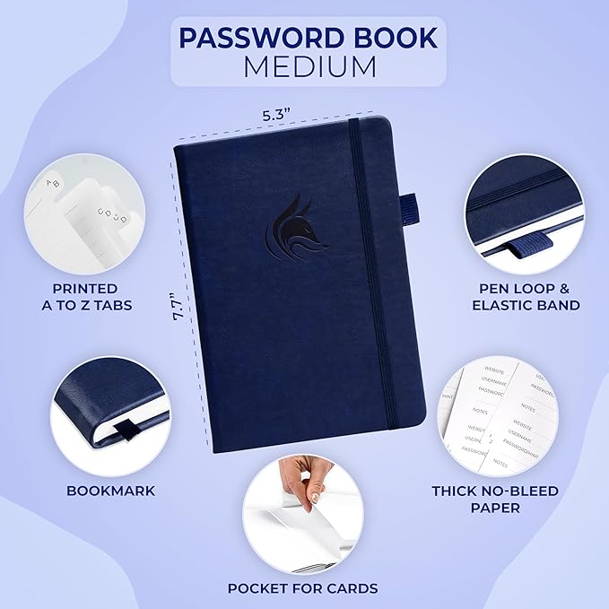 Clever Fox Password Book with alphabetical tabs. Internet Address Organizer - Image 2