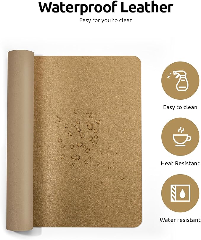 YSAGi Leather Desk Protector, Office Mat, Large Mouse Mat, Non-Slip PU Leather - Image 4
