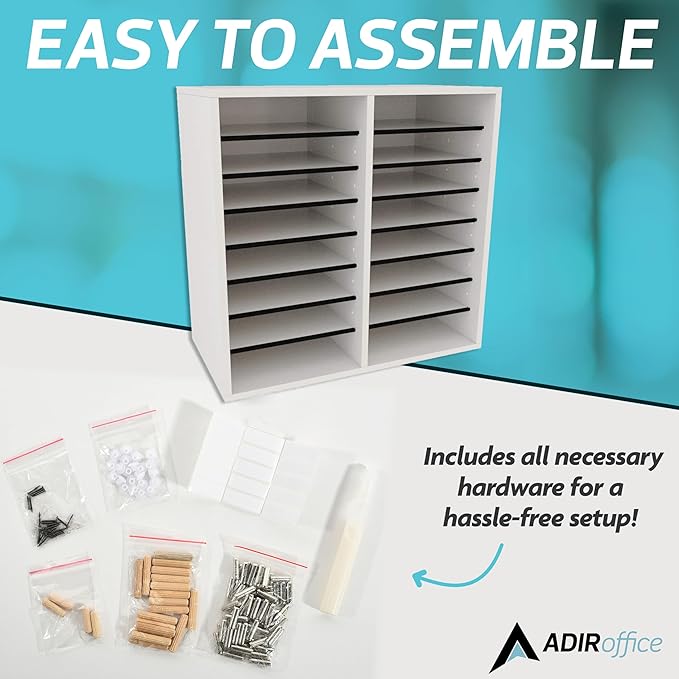 AdirOffice Wooden Adjustable organizerserature Organizer, 16 Compartment Office - Image 6