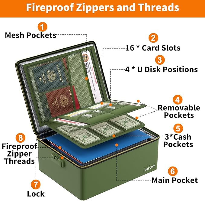 ENGPOW Fireproof Document Box, Hard Fireproof Box - Image 9