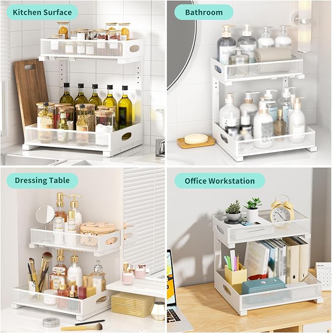 Beleeb Under Sink Organizer, Extra-Wide Upgrade, 2 Pack 2 Tier Metal Slide Out - Image 5