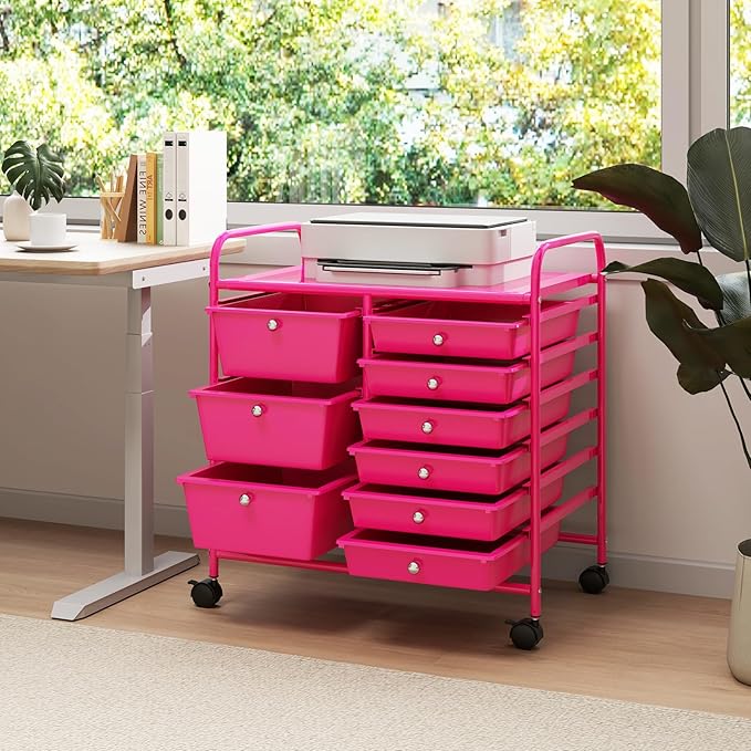 LDAILY 9 Drawer Rolling Storage Cart, Rolling Cart - Image 2