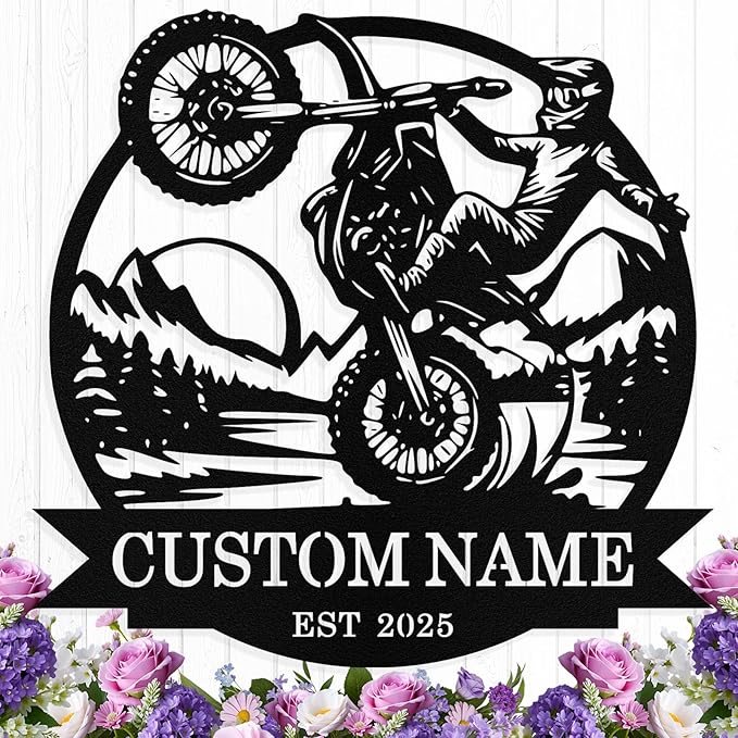 Custom Motorcycle Metal Signs Personalized Dirt Biker Name Sign Custom Garage by HengMeiZiK