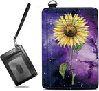 BWEGRHE Small Travel Wallets, Sunflower Yellow Purple Galaxy Slim Minimalist by BWEGRHE