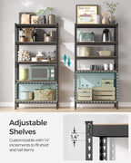 songmics set of 2 5-tier boltless assembly storage showing dimensions