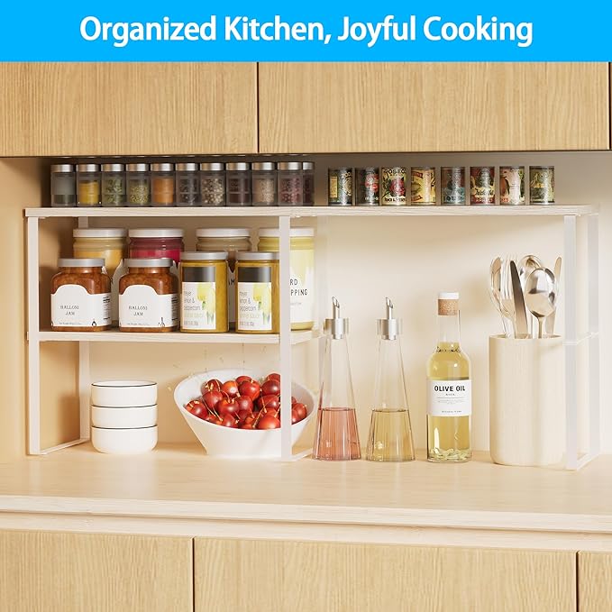 Golener Countertop Organizer Corner Shelf, 2 Tier Adjustable Stackable Corner - Image 2