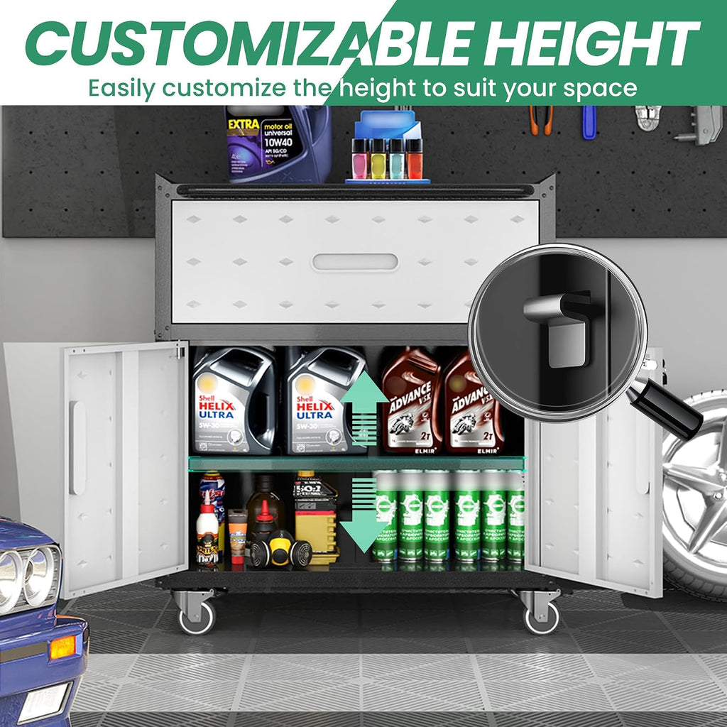 garage cabinet system | heavy duty steel all-in-one showing dimensions