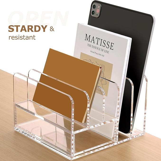 SANRUI Acrylic Mail Sorter Desktop Organizer Holder - Image 3