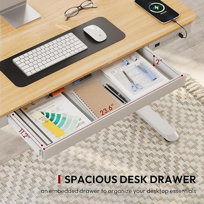 Standing Desk with Drawer, Electric Height Adjustable Home Office Desk with - Image 4