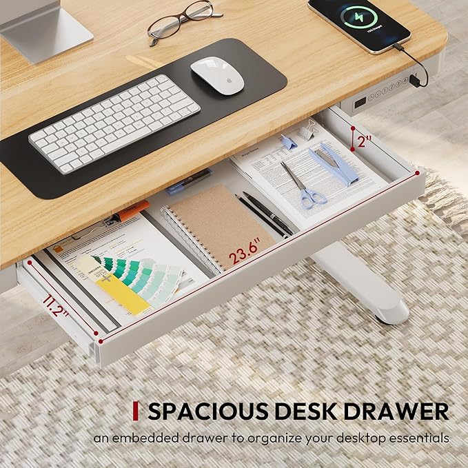 SANODESK Standing Desk with Drawer, Electric Height Adjustable Home Office Desk - Image 4
