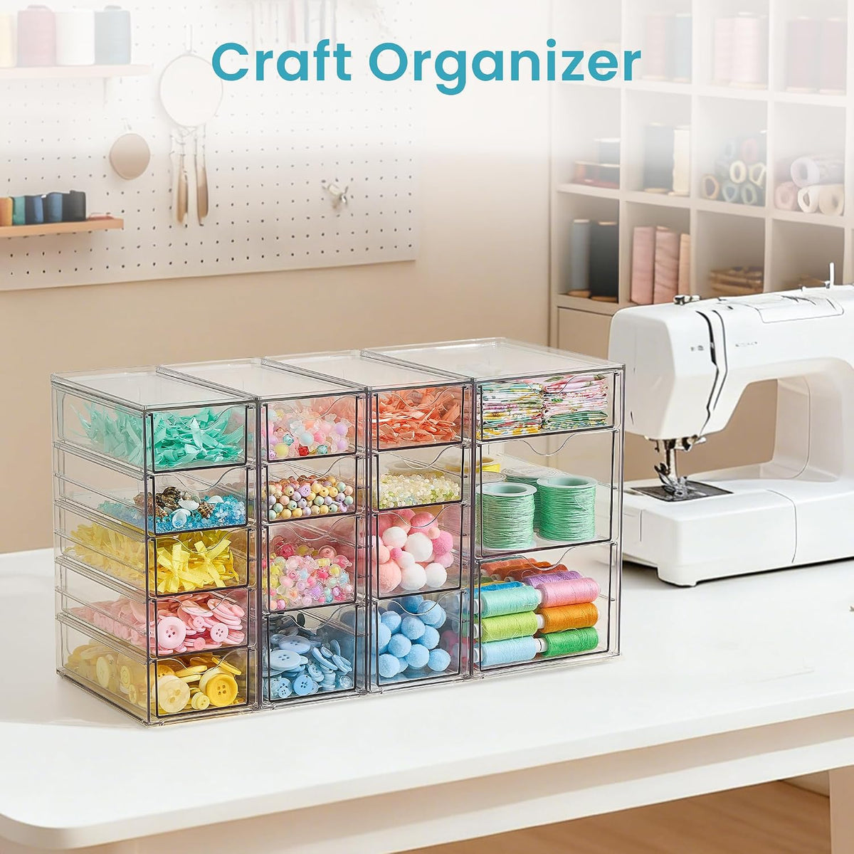 Vtopmart 4 Set Acrylic Desk Organizer with 16 Drawers for Office, Makeup