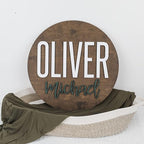 Custom Round Nursery Name Sign, Personalized Wooden Wall Plaque, Baby Shower - Image 3