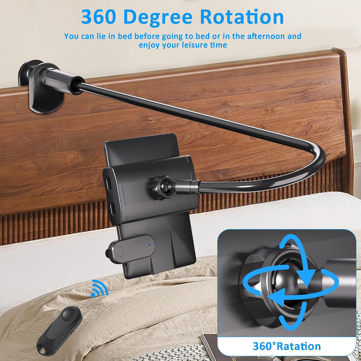 Kefotic Gooseneck Holder for Kindle Reading in Bed with Page Turner Remote