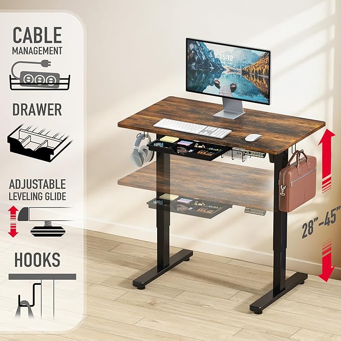 SHW 40-Inch Electric Height Adjustable Standing Desk - Image 3