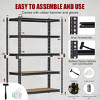 72" h heavy duty garage shelving, 2400lbs capacity, front angle view
