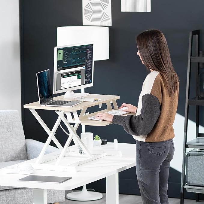 VIVO 32 inch Desk Converter, K Series, Height Adjustable Sit to Stand Riser - Image 9