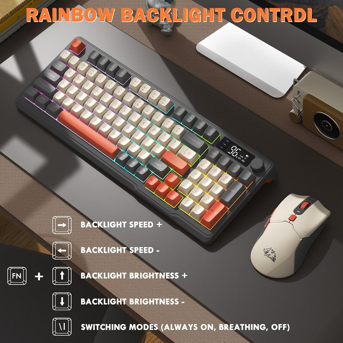 ZIYOU LANG T96 Wireless Gaming Keyboard and Mouse Combo,Dual Bluetooth//2.4G ...