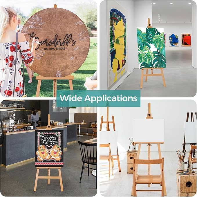 VISWIN Wooden Art Easel for Painting, Adjustable & Foldable Beech Wood Display - Image 5
