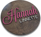 Custom Round Nusery Name Sign, Personalized 3D Baby Name Announcement Sign - Image 2