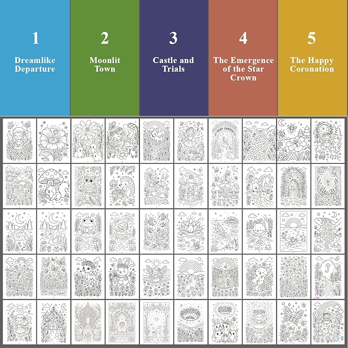 Fuxi Coloring Books for Girls, 60 Sheets Blank Sketch Book + 50 Designs Blank - Image 4
