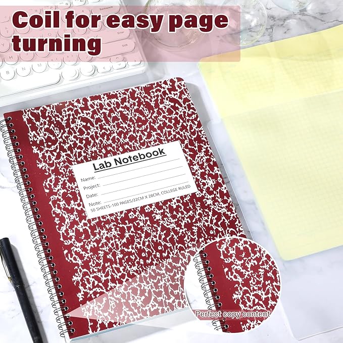 Affrolling 2 Pack Carbonless Lab Notebook Carbon Copy 8.5'' x 11'' 50 Sets of - Image 5