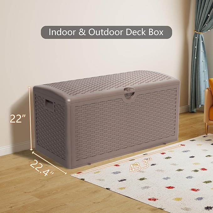 Decksplore 90 Gallon Pro Outdoor Storage Box Waterproof Lockable Resin Deck Box - Image 3