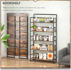 4NM No Assembly Extra Wide 5 Tiers Folding Bookshelf Storage Shelves Vintage - Image 3