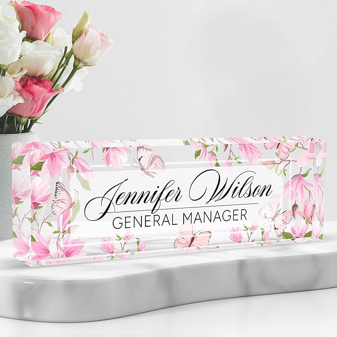 AZUFEMOS Personalized Acrylic Desk Name Plate by AZUFEMOS