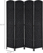 HOMCOM Room Divider, 4 Panel Folding Privacy Screen, 6FT Tall Portable Wicker - Image 7