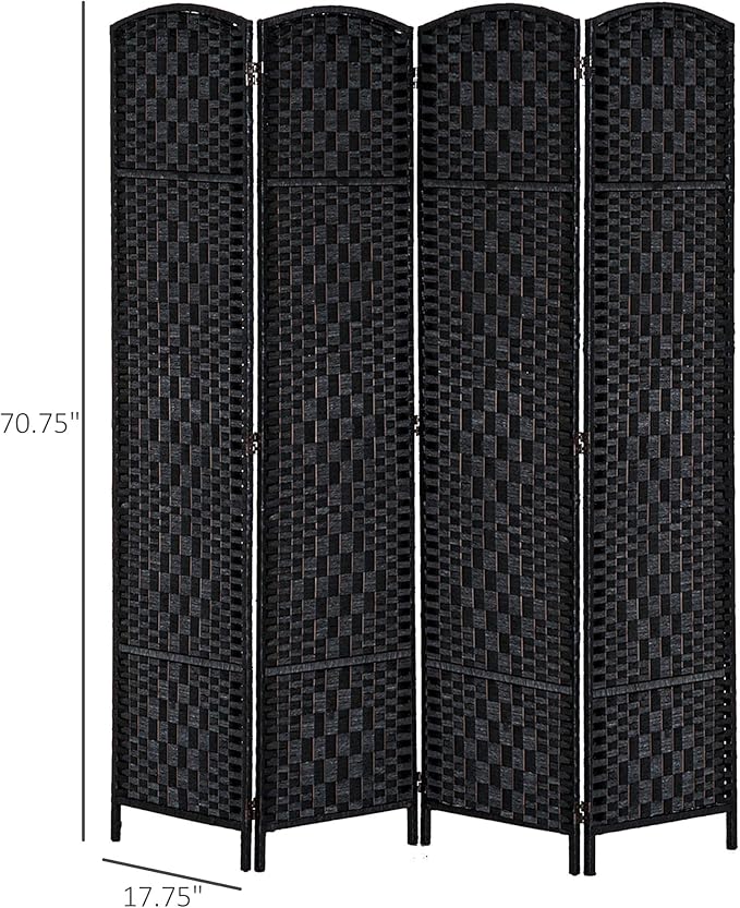 HOMCOM Room Divider, 4 Panel Folding Privacy Screen, 6FT Tall Portable Wicker - Image 7