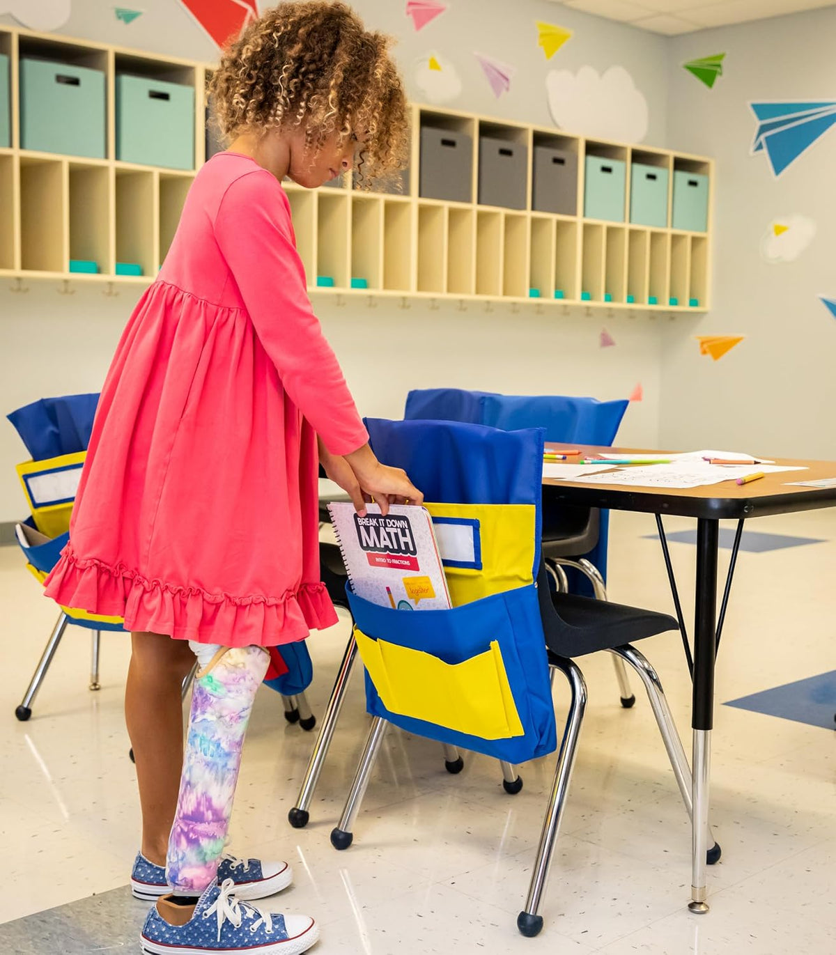 Carson Dellosa Chair Pockets for Classroom, Yellow & Blue, 6-Pack