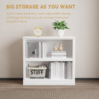 blini 2-Shelf White Bookcase Wooden Bookshelves 33in Wide Floor Standing - Image 5