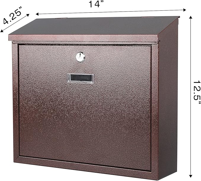 xydled Mail Boxes with Key Lock, Locking Mailbox Wall Mounted, Large Capacity - Image 5