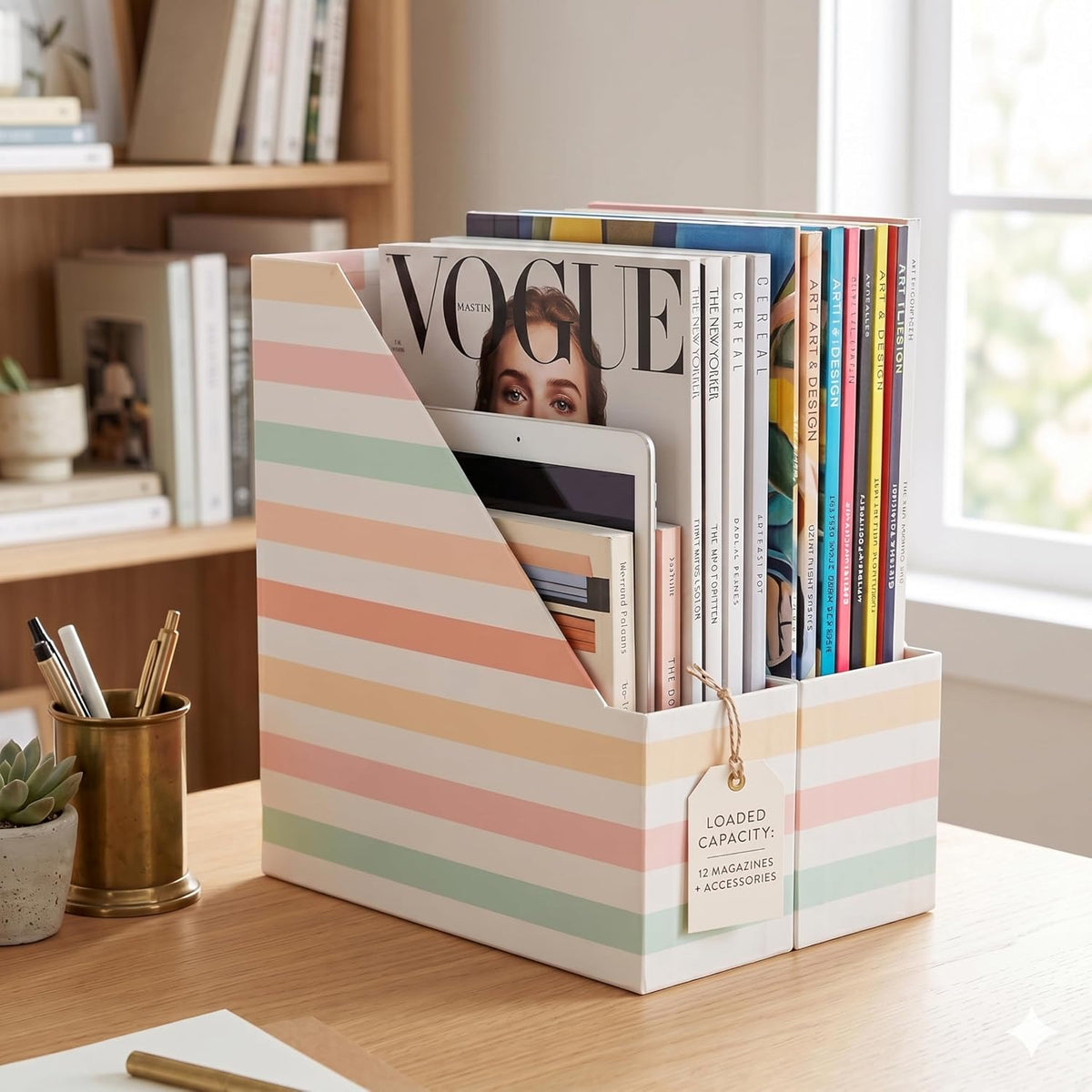 BLU MONACO | Cardboard Magazine File Holder Set of 4 | Vertical Magazine File...