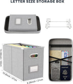 Oterri File Organizer Box with Lid, Hanging Filing File Box with Mesh Pocket - Image 2
