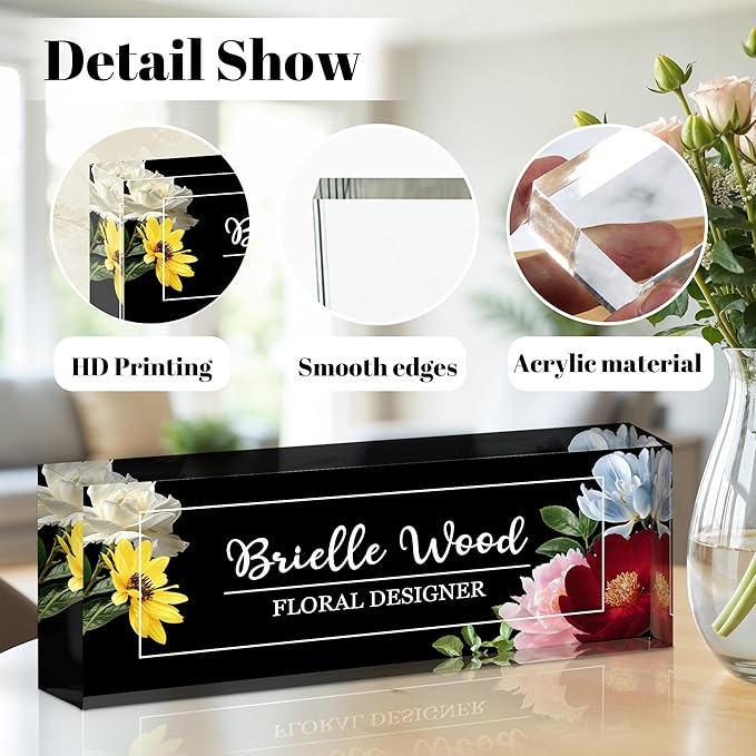 Personalized Name Plate for Desk, Custom Acrylic Desk Name Sign, Office - Image 2