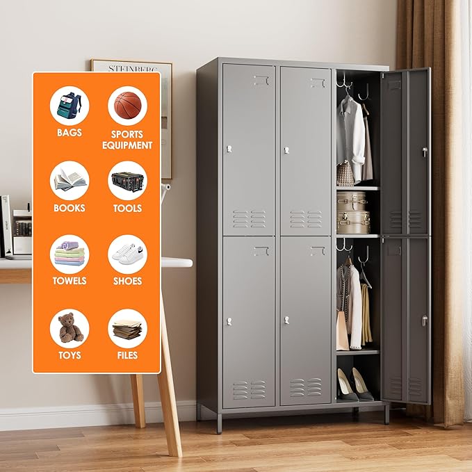 SUPEER 6 Doors Metal Lockers for Employees - Image 5
