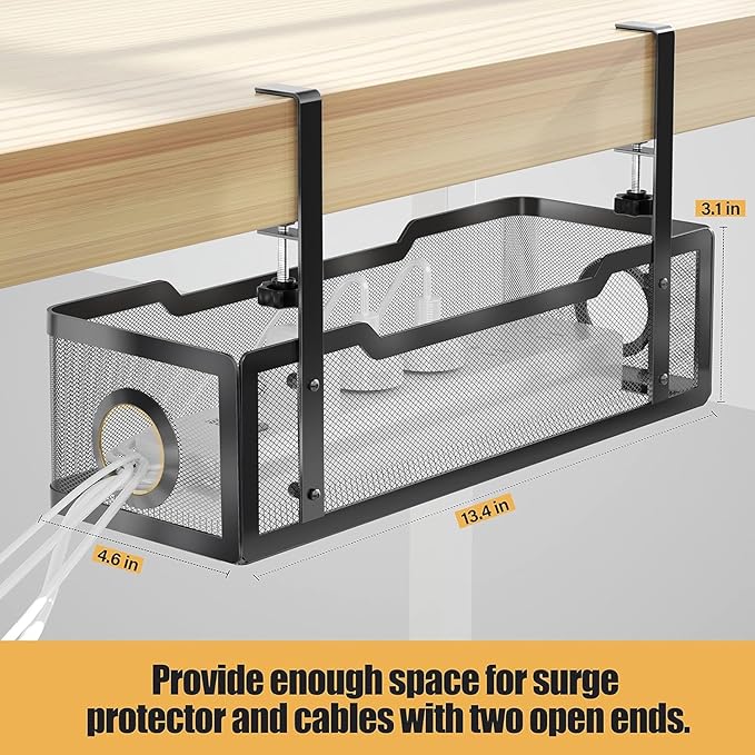4 Pack Under Desk Cable Management Box Black, Cinati 53.6" Wire Organizers No - Image 5