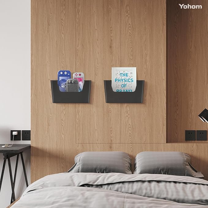 YOHOM No Drilling File Holder Wall Mails Magazines Organizer Adhesive Door Mount - Image 3
