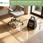 JAMBALAY Premium Tempered Glass Chair Mat, 31"x48" Heavy Duty Glass Office Floor Mat for Carpets or Hard Floors, with Non Slip Pads, Round Corners and Polished Edges, Easy Roll On, Thick 0.2″